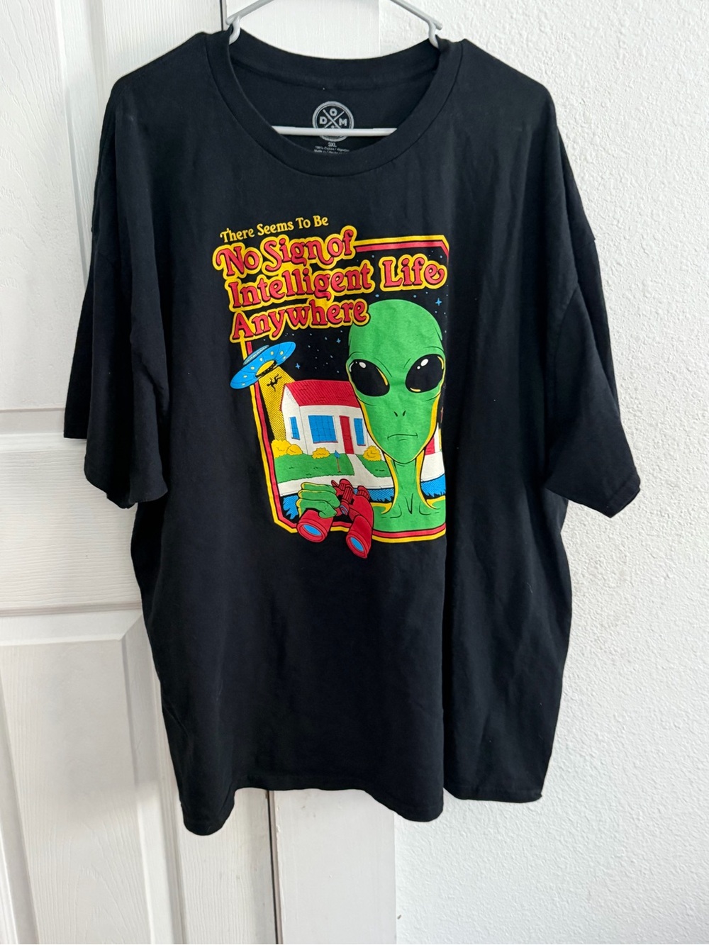 Alienware Black Tee with Green Alien & Retro Multicolor Print